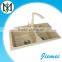 Rectangular above counter kitchen best quality double bowl acrylic sand and resin sink
