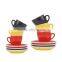 Logo Decal Artwork Design Decorated Customized Ceramic Stoneware Commercial Cups and Saucers Sets