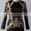 J--0083 wholesale BLACK AND GOLDEN short kitenge evening dress designs fashion dress