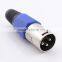 Six Corners Blue Hat 3 cores Caron Female Male Plugs For headMicrophone connector