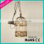 Contemporary Hanging Lamp with wrought wire,birdcage Pendant Light with acrylic/glass,Loft /Industrial Ceiling Lamp with spring