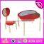 2015 Solid wood kids table and chairs for preschool,children wooden table and chair,Apple design wooden toy table chairs WO8G142