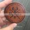 2017 custom round PU leather label with hot stamping logo