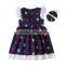 Summer hot sale flower girl dress boutique baby girl party dress with matching headband