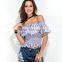 Maxnegio ladies crop top fashion blouse design off shoulder top