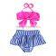 Bow stripes two pieces swimwear for baby girl