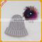 Fashion design custom knitted colour pom pom beanie hat