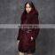 New design Merino sheep shearling fur overcoat with fox fur collar for women wear