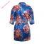 Wholesale Royal Blue Silky Floral Bath Robe For Women