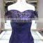 1A1048 Misty Starry Blue Off Shoulder Sequin Back Lace-up Sheath Evening Dress Prom Dress