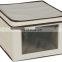Household Essentials Natural Beige Canvas large foldable  customized Storage Box with Lid and Handle