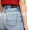DiZNEW Femme Crystal Studded Straight Torn Jeans For Women