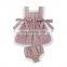 Newest Newborn Clothings Children Infant Boutique quadrille lace top and pants Cotton Baby Girls Clothes Set
