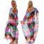 2019 Loose Multicolored Bohemian Printed Self Belted Summer Beach Dress Chiffon Tunic Women Beachwear Sarongs robe de plage