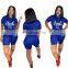 Brand Pink Print Fitness Shorts Set Tracksuit Women Clothing 2 Pcs Set Sweatsuit Woman Short Tshirts Plus Size Two Piece Outfits