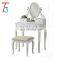Furniture Wood MakeUp Vanity Table and Stool Set, White