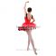 Classic Chinese Red Ballet Performance Tutu Dress With Fashionable Tassel and V Lace Front