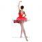 Classic Chinese Red Ballet Performance Tutu Dress With Fashionable Tassel and V Lace Front