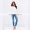 White Color Women Fashion Long Sleeve t Shirt OEM Service Spring Hotsale Ladies t Shirt Design TS039
