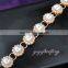 Elegant chain link stone bead fake pearl bracelet wholesale