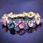 Simple Temperament Colorful Round Opal And Crystal Gold Plated Bracelet