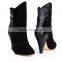 Catwalk shoes women high heel leather boots medium heel ankle high boots wholesale leather boots