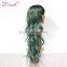 long wave blue human hair wig for women