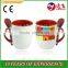 11oz dual color inserted spoon cup, sublimation coffee mug, sublimation milk mug