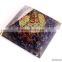 Quality Big Orgone Indigo Chakra Pyramid With Flower Of Life Symbol And Crystal Point | Reiki Pyramid