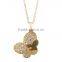 Trendy Gold & Silver Full Shiny Rhinestone Butterfly Chain Necklace For Women Pendant Necklaces Jewelry Gifts