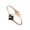 Wedding Jewelry Stainless Steel Rose Gold Lucky Four Leaf Clover Lover Cuff Bangles
