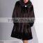 Hot wholesale genuine fur long jacket knitted mink fur coat with big collar