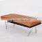 China furniture stores factory modern leather back wooden barcelona bench