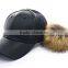 2016/2017 high fashion leather winter hat with big fur pompoms KZ160073