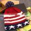 FREE Sample! wholesale knit hat with ball top UK flag hat