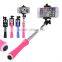 2015 hot portable in pocket flexible walking with bluetooth stick selfie stick with wired cheap price