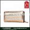 Customize genuine lambskin leather weave ladies purse, women long/travel wallet, ladies evening clutch bag