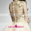 HT76 Hot Sale Sexy O Neck Cap Sleeve Gold Prom Girls Party Dress Short Front Long Back Beaded Vestidos De Festa Curto