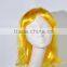 Short yellow silk wave wig with bangs for female N308
