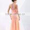 Charming Flower Applique Beaded Sexy Back Lace Tulle Brand Evening Gown Dress