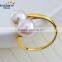 Latest design natural pearl ring Akoya pearl ring 7-7.5mm 18k gold unique pearl rings
