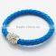 Newest customized color/style pu leather bracelet ,rhinestone magnet magnetic buckle bracelet