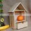 New arrive unique design house shaped wooden shelf storage box with draw