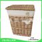 Vintage wicker woven cane cloth laundry basket with lid