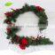 GNW CHGR-1607020 New hot High similation artificial christmas garland with red bowknot for Christmas Decoration