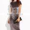 Spring Summer Women Velvet Sheath Dress Office Ladies Round Neck Slim Pencil Dress Work Wear Dresses