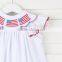 2017 White Summer baby short sleeve Stars and Stripes smocked Dress children frocks designs for kids clothing