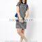 Ladies Black and White Striped Longline Short Sleeve Slim Fit Stretch Polo Dress Shirt