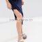 Club Lounge Pregnancy Rib Drape Front Short Sleeve maternity Asymmetric long Dress