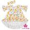 Poupular printing pattern dress with bow headband accept customized simple frock design